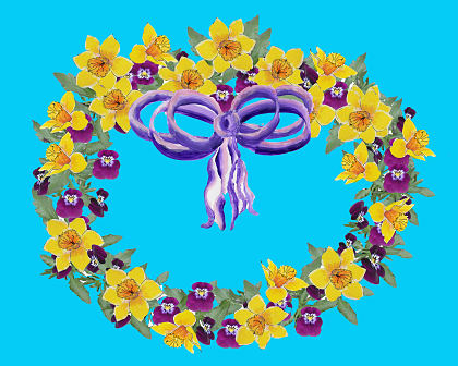 8x10--welcome-spring-with-daffs-and-pansies-and-purple-ribbons